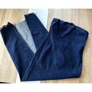 Zara Women's The Fitted Denim Dress Blue Stretch Strapless Midi Dress Size L